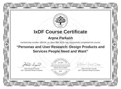 Personas and User Research: Design Products and Services People Need and Want certificate
