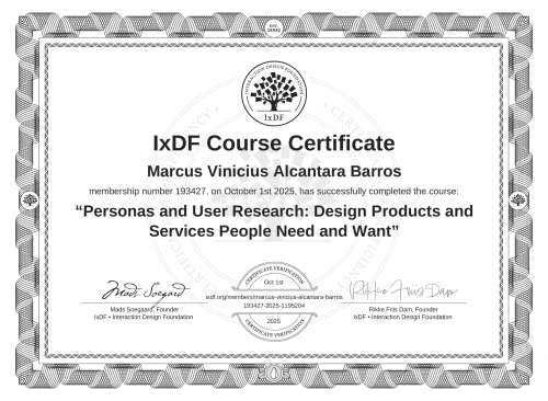 Personas and User Research: Design Products and Services People Need and Want certificate