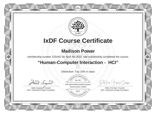 Human-Computer Interaction -  HCI certificate