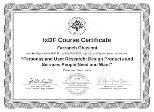 Personas and User Research: Design Products and Services People Need and Want certificate