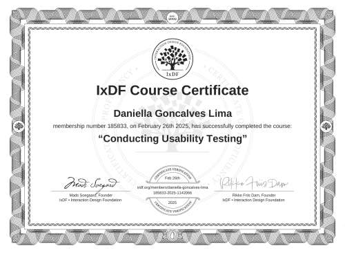 Conducting Usability Testing certificate