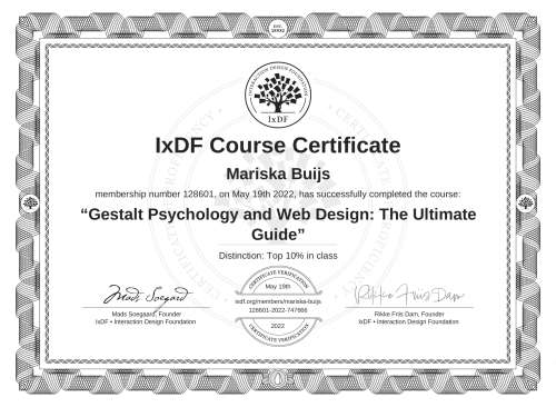 Gestalt Psychology and Web Design: The Ultimate Guide certificate