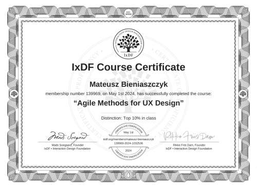 Agile Methods for UX Design certificate