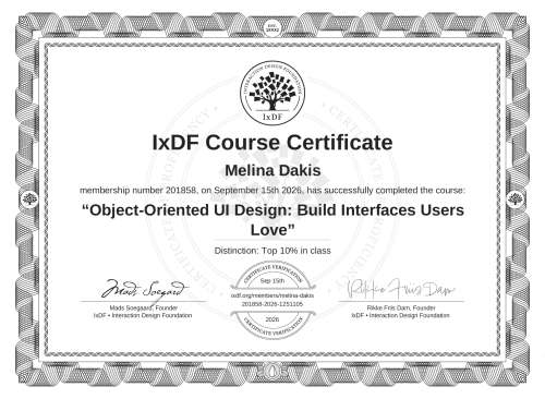 Object-Oriented UI Design: Build Interfaces Users Love certificate