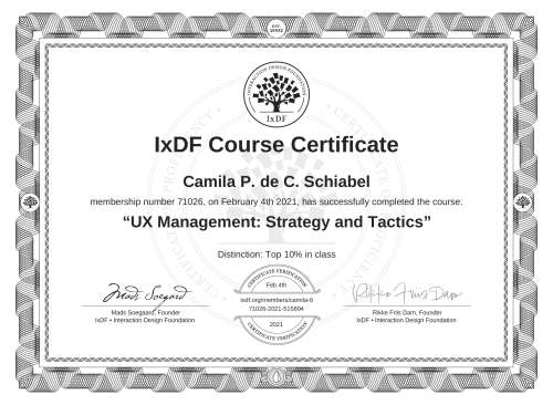 UX Management: Strategy and Tactics certificate