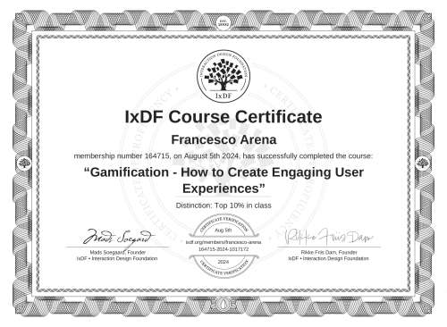 Gamification - How to Create Engaging User Experiences certificate