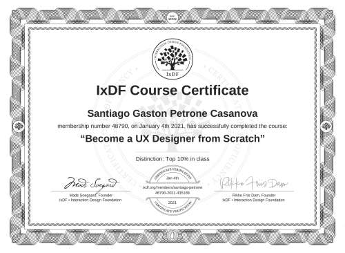 Become a UX Designer from Scratch certificate