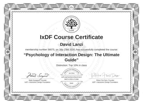 Psychology of Interaction Design: The Ultimate Guide certificate