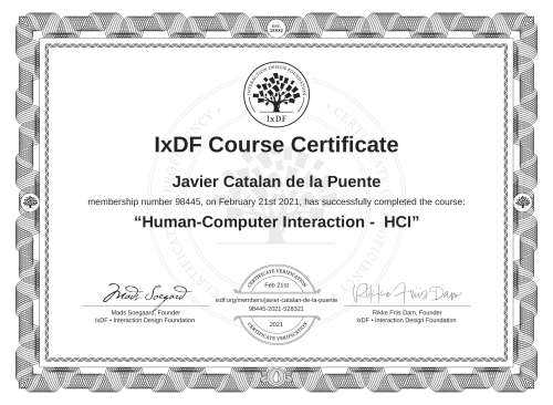 Human-Computer Interaction -  HCI certificate