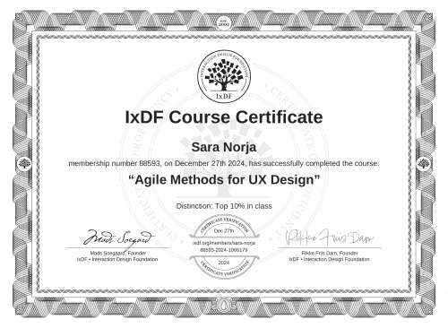 Agile Methods for UX Design certificate