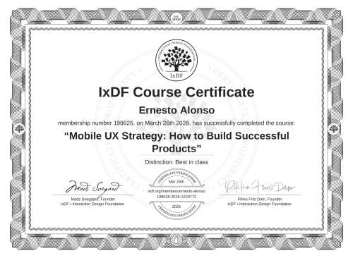 Mobile UX Strategy: How to Build Successful Products certificate