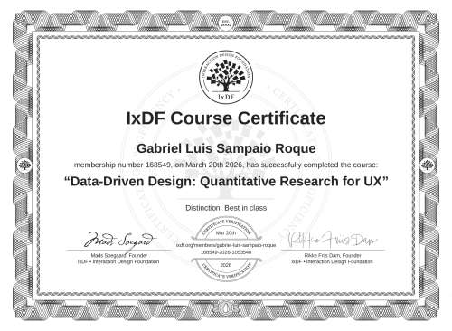 Data-Driven Design: Quantitative Research for UX certificate
