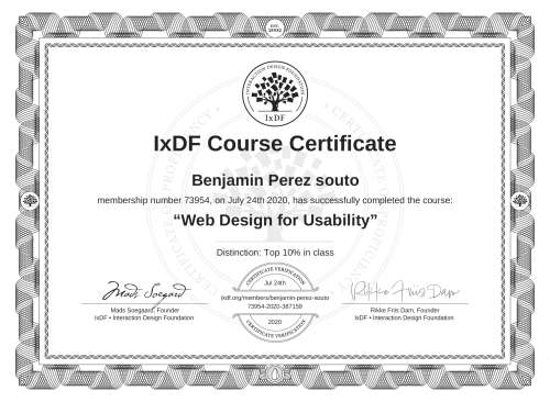 Web Design for Usability certificate