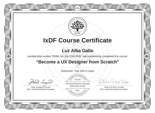 Become a UX Designer from Scratch certificate