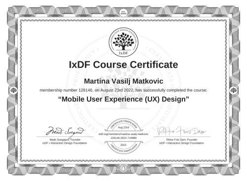 Mobile User Experience (UX) Design certificate
