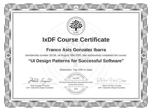 UI Design Patterns for Successful Software certificate