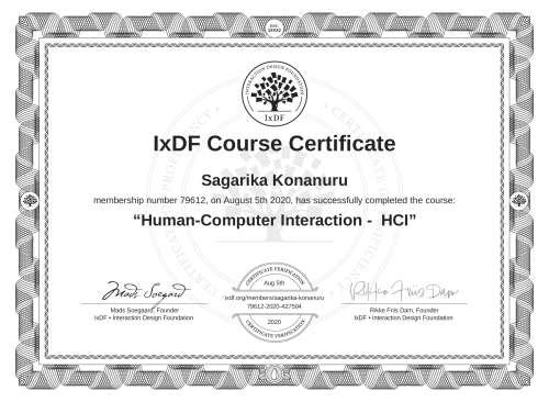 Human-Computer Interaction -  HCI certificate