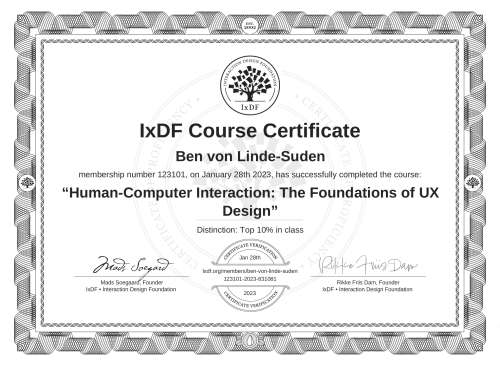 Human-Computer Interaction: The Foundations of UX Design certificate