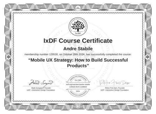 Mobile UX Strategy: How to Build Successful Products certificate