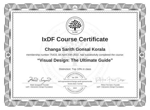 Visual Design: The Ultimate Guide certificate