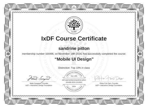 Mobile UI Design certificate