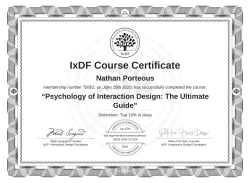 Psychology of Interaction Design: The Ultimate Guide certificate