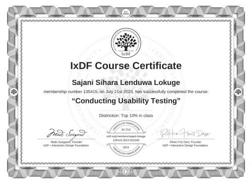 Conducting Usability Testing certificate
