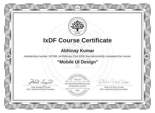 Mobile UI Design certificate