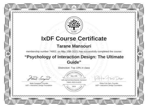 Psychology of Interaction Design: The Ultimate Guide certificate
