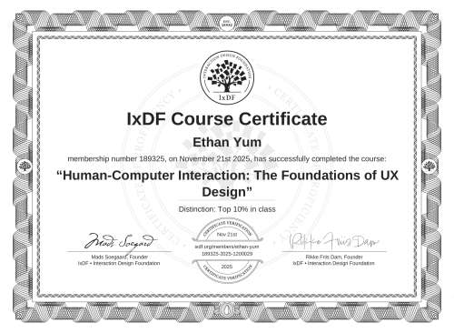 Human-Computer Interaction: The Foundations of UX Design certificate