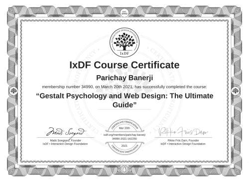 Gestalt Psychology and Web Design: The Ultimate Guide certificate