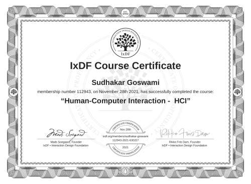 Human-Computer Interaction -  HCI certificate