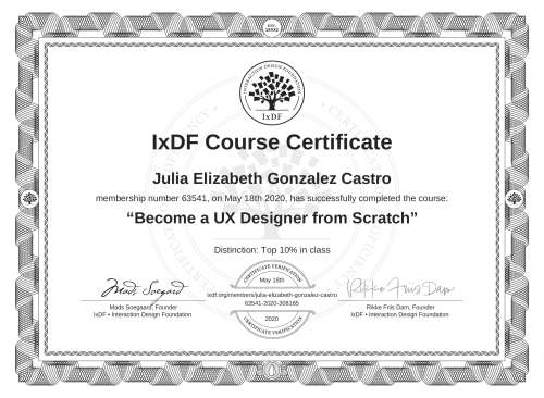 Become a UX Designer from Scratch certificate