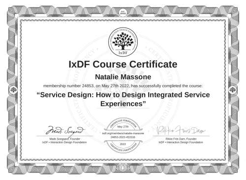 Service Design: How to Design Integrated Service Experiences certificate
