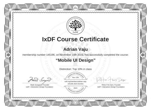 Mobile UI Design certificate