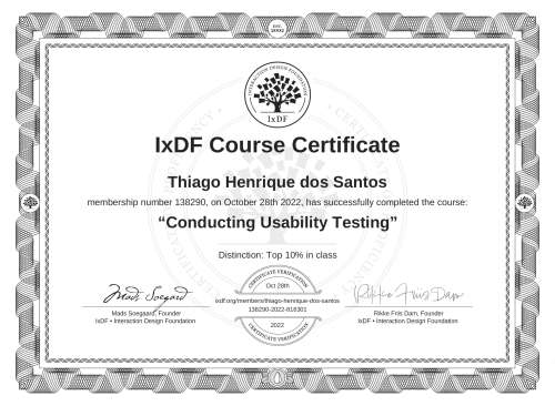 Conducting Usability Testing certificate