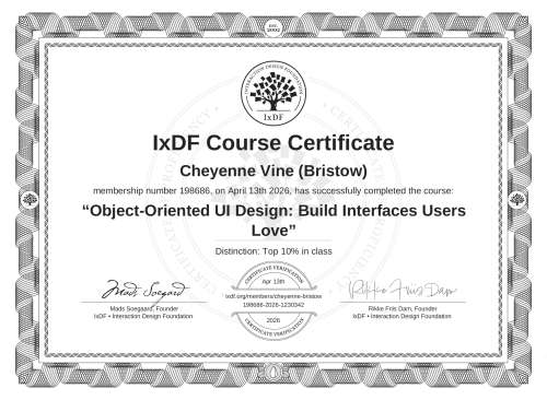 Object-Oriented UI Design: Build Interfaces Users Love certificate
