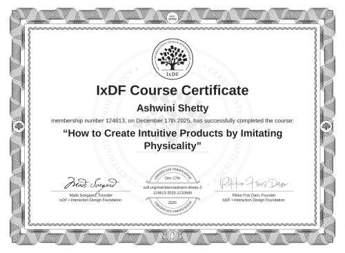 How to Create Intuitive Products by Imitating Physicality certificate