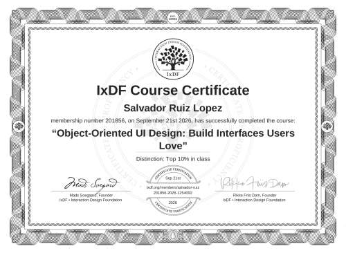 Object-Oriented UI Design: Build Interfaces Users Love certificate