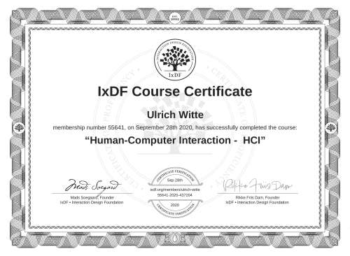 Human-Computer Interaction -  HCI certificate