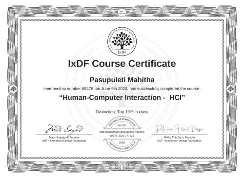 Human-Computer Interaction -  HCI certificate