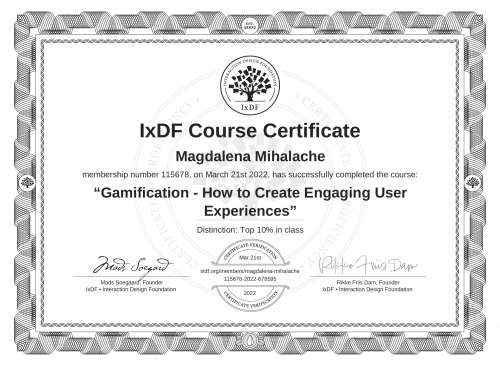 Gamification - How to Create Engaging User Experiences certificate