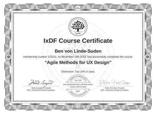 Agile Methods for UX Design certificate