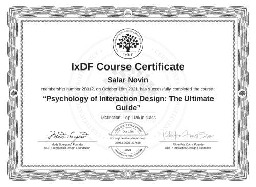 Psychology of Interaction Design: The Ultimate Guide certificate