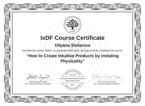 How to Create Intuitive Products by Imitating Physicality certificate