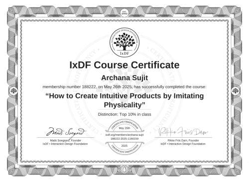 How to Create Intuitive Products by Imitating Physicality certificate
