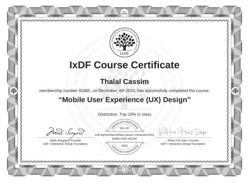 Mobile User Experience (UX) Design certificate