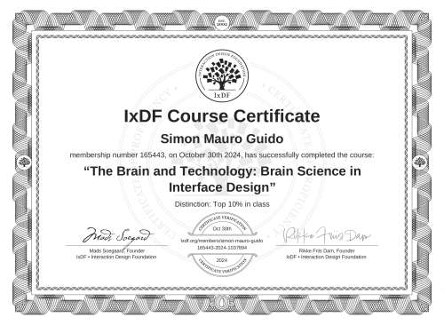 The Brain and Technology: Brain Science in Interface Design certificate