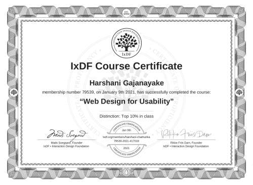 Web Design for Usability certificate