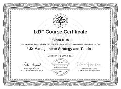 UX Management: Strategy and Tactics certificate